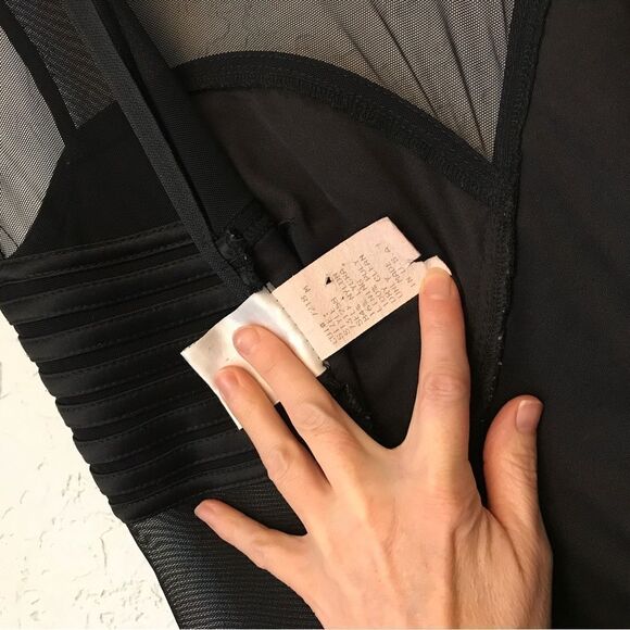 RARE Vintage Tadashi Black Chiffon Panel Pant Gown (M) - Picture 12 of 14